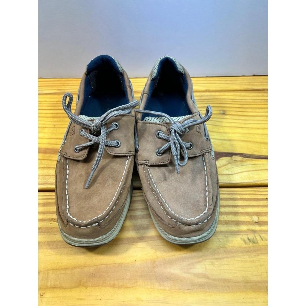 Sperry Top-Sider Boys Lanyard Boat Shoes – Size‎ 4M – Tan Leather Deck Shoes